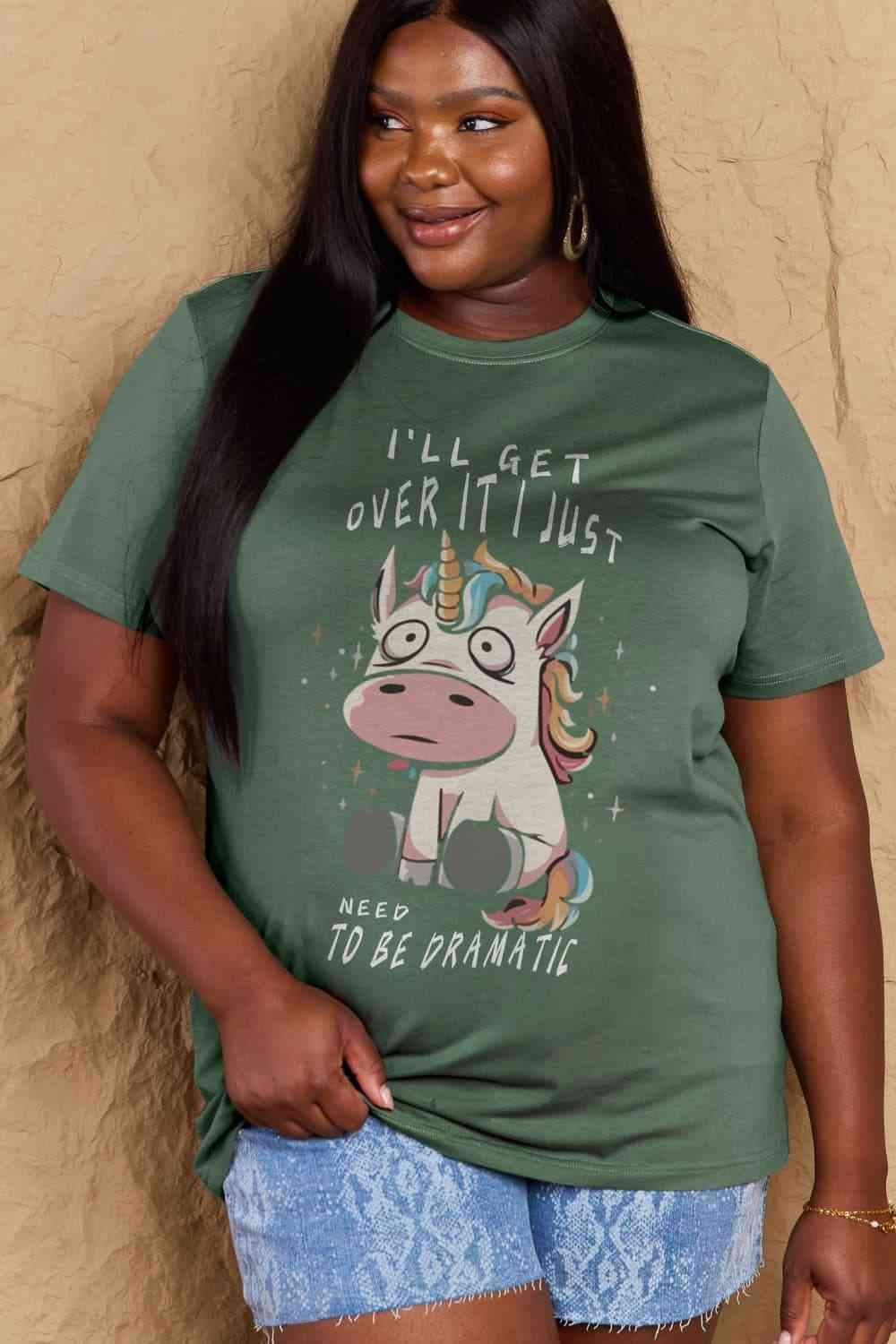 Simply Love Full Size I'LL GET OVER IT I JUST NEED TO BE DRAMATIC Graphic Cotton Tee Women's T-Shirts - Tophatter Daily Deals