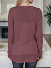 Twisted V-Neck Long Sleeve T-Shirt Women's T-Shirts - Tophatter Daily Deals