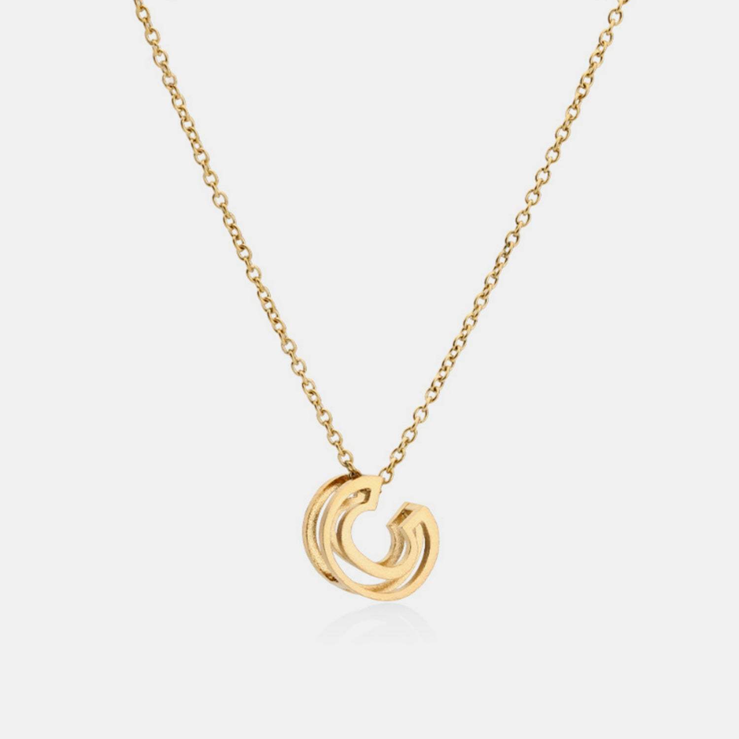 Stainless Steel Letter Pendant Necklace Gold C One Size Necklaces - Tophatter Daily Deals