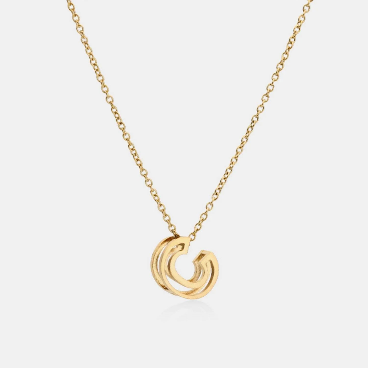 Stainless Steel Letter Pendant Necklace Gold C One Size Necklaces - Tophatter Daily Deals