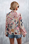 Printed Tie Neck Puff Sleeve Blouse Blouses - Tophatter Daily Deals