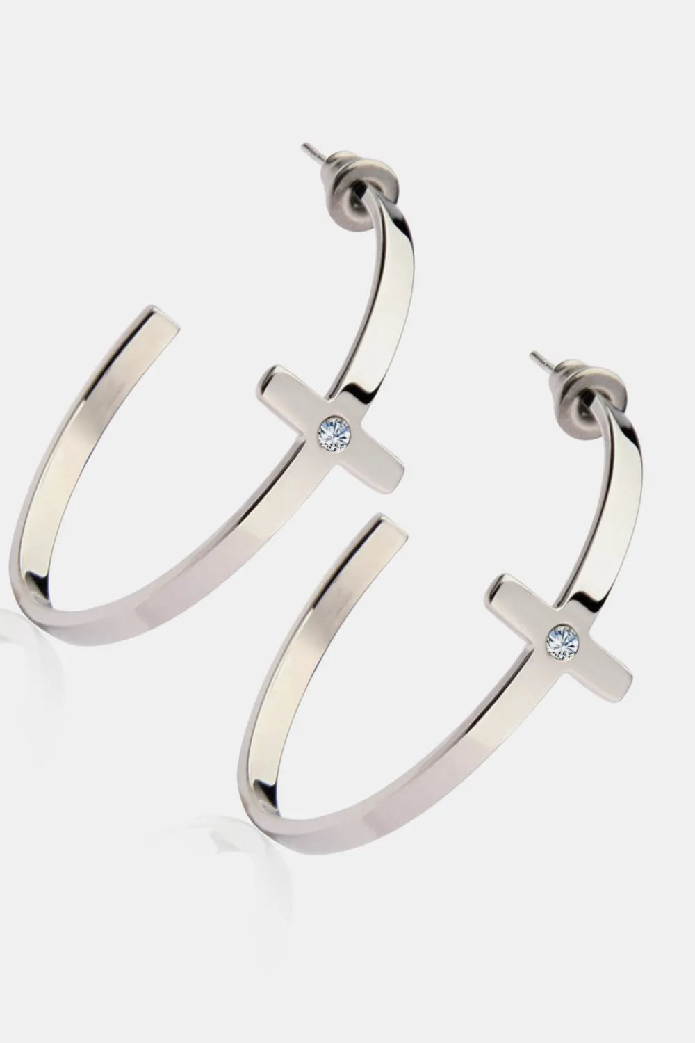 Stainless Steel Cross Hoop Earrings Earrings - Tophatter Daily Deals