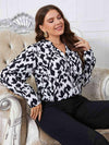 Melo Apparel Plus Size Printed Long Sleeve V-Neck Blouse Blouses - Tophatter Daily Deals