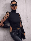 Buttoned Lantern Sleeve Turtle Neck Blouse Blouses - Tophatter Daily Deals