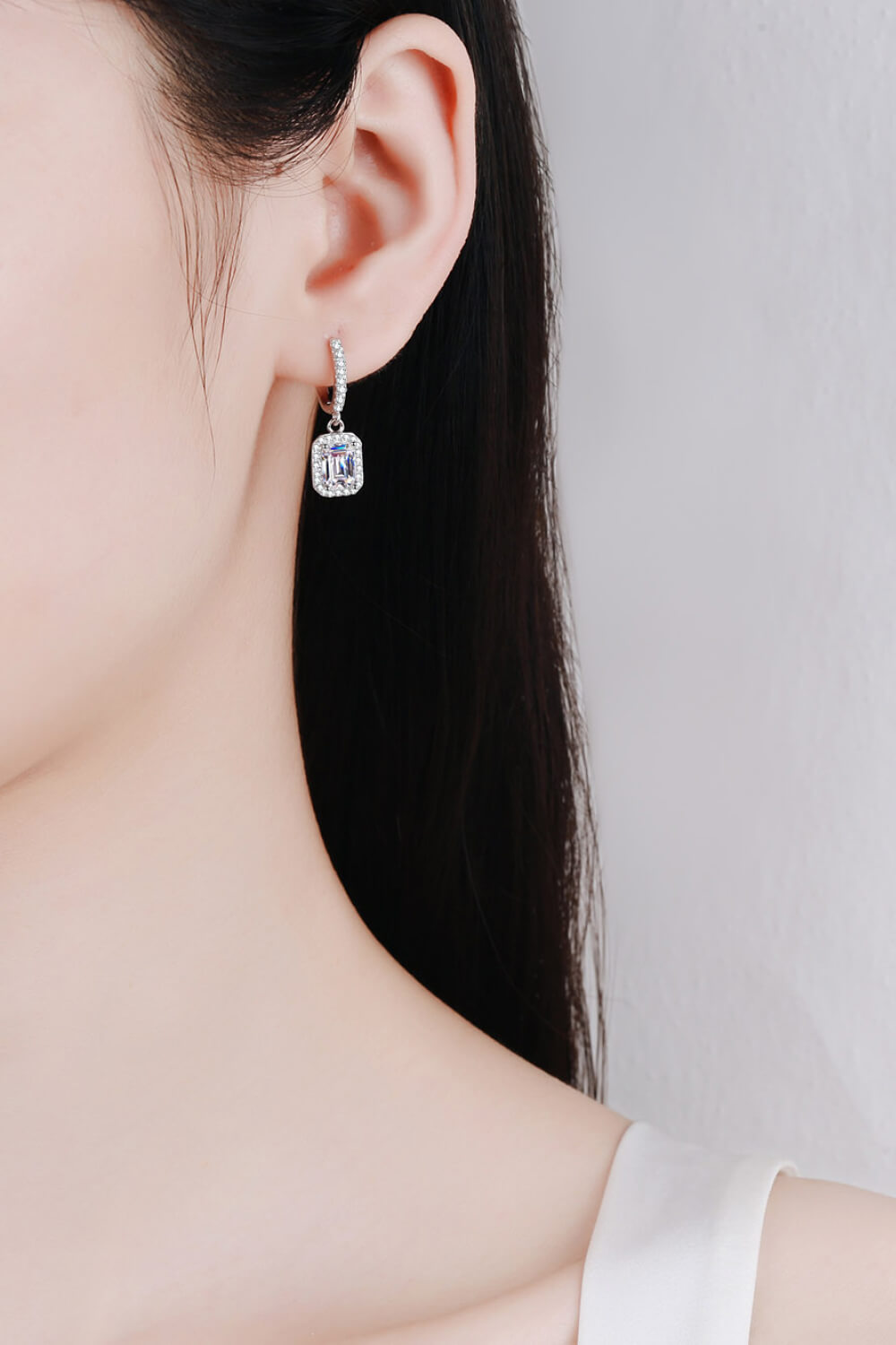 Moissanite 925 Sterling Silver Drop Earrings - Tophatter Deals