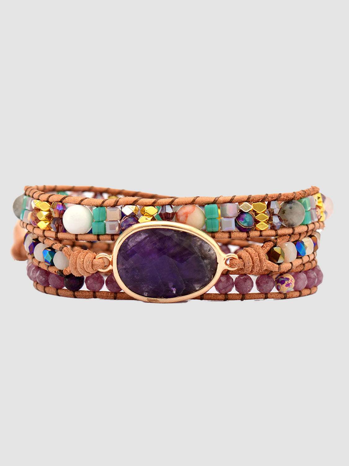 Triple-Layer Amethyst Bracelet Bracelets - Tophatter Daily Deals