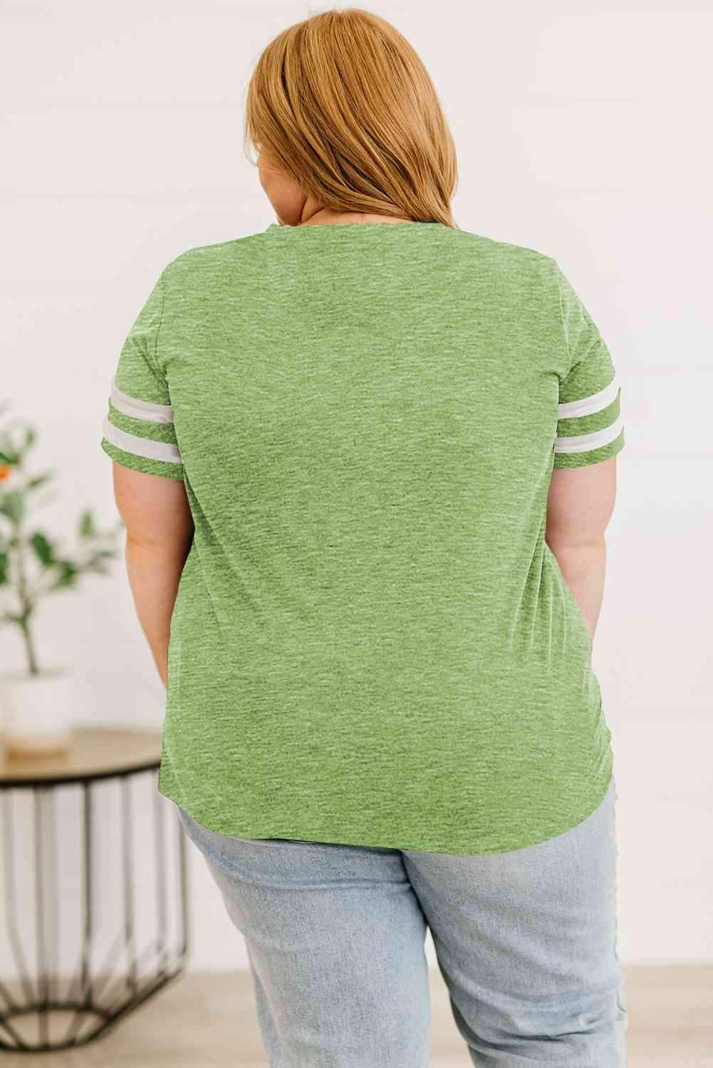 Plus Size Striped V-Neck Tee Shirt Women's T-Shirts - Tophatter Daily Deals