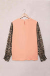 Leopard Puff Sleeve Spliced Top Blouses - Tophatter Daily Deals