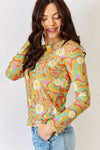 J.NNA Groovy Swirl Long Sleeve Mesh Top Blouses - Tophatter Daily Deals