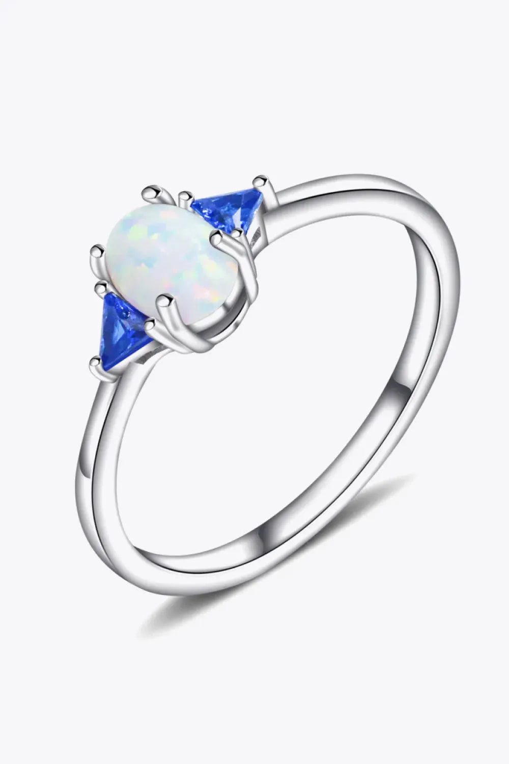 Contrast 925 Sterling Silver Opal Ring Cobalt Blue Opal - Tophatter Daily Deals
