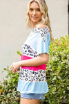 Leopard Print Color Block Tee Shirt Women's T-Shirts - Tophatter Daily Deals