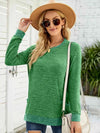 Round Neck Long Sleeve Blouse Mid Green Blouses - Tophatter Daily Deals