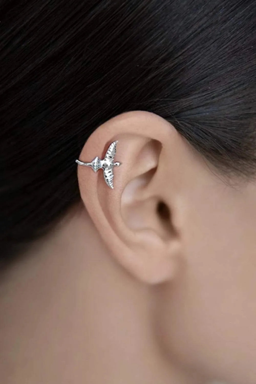 Bird-Shaped 925 Sterling Silver Single Cuff Earring Earrings - Tophatter Daily Deals