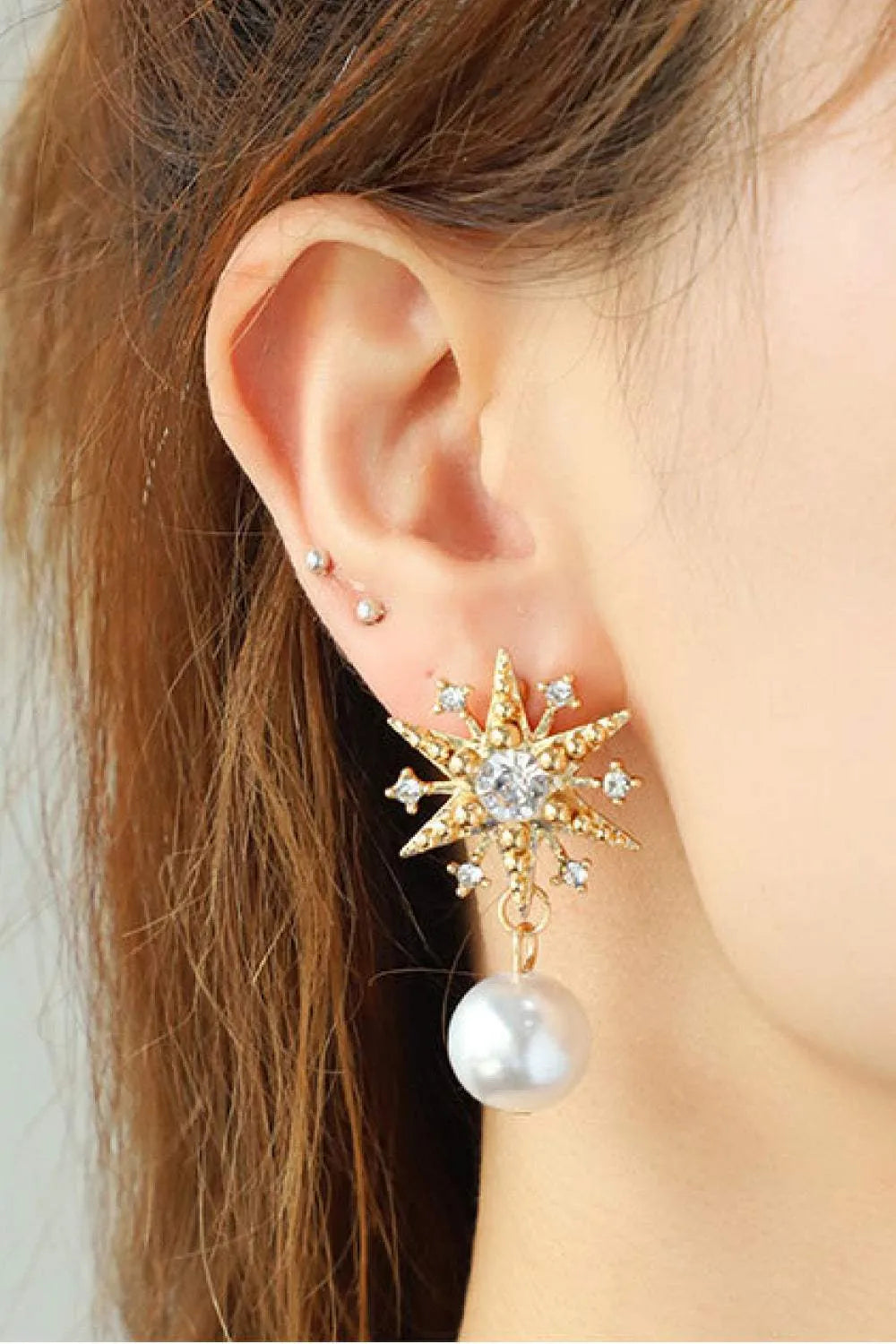 Synthetic Pearl Star Shape Alloy Earrings Earrings - Tophatter Daily Deals