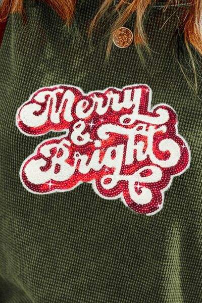 MERRY & BRIGHT Sequin Waffle-Knit T-Shirt Women's T-Shirts - Tophatter Daily Deals