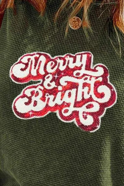 MERRY & BRIGHT Sequin Waffle-Knit T-Shirt Women's T-Shirts - Tophatter Daily Deals