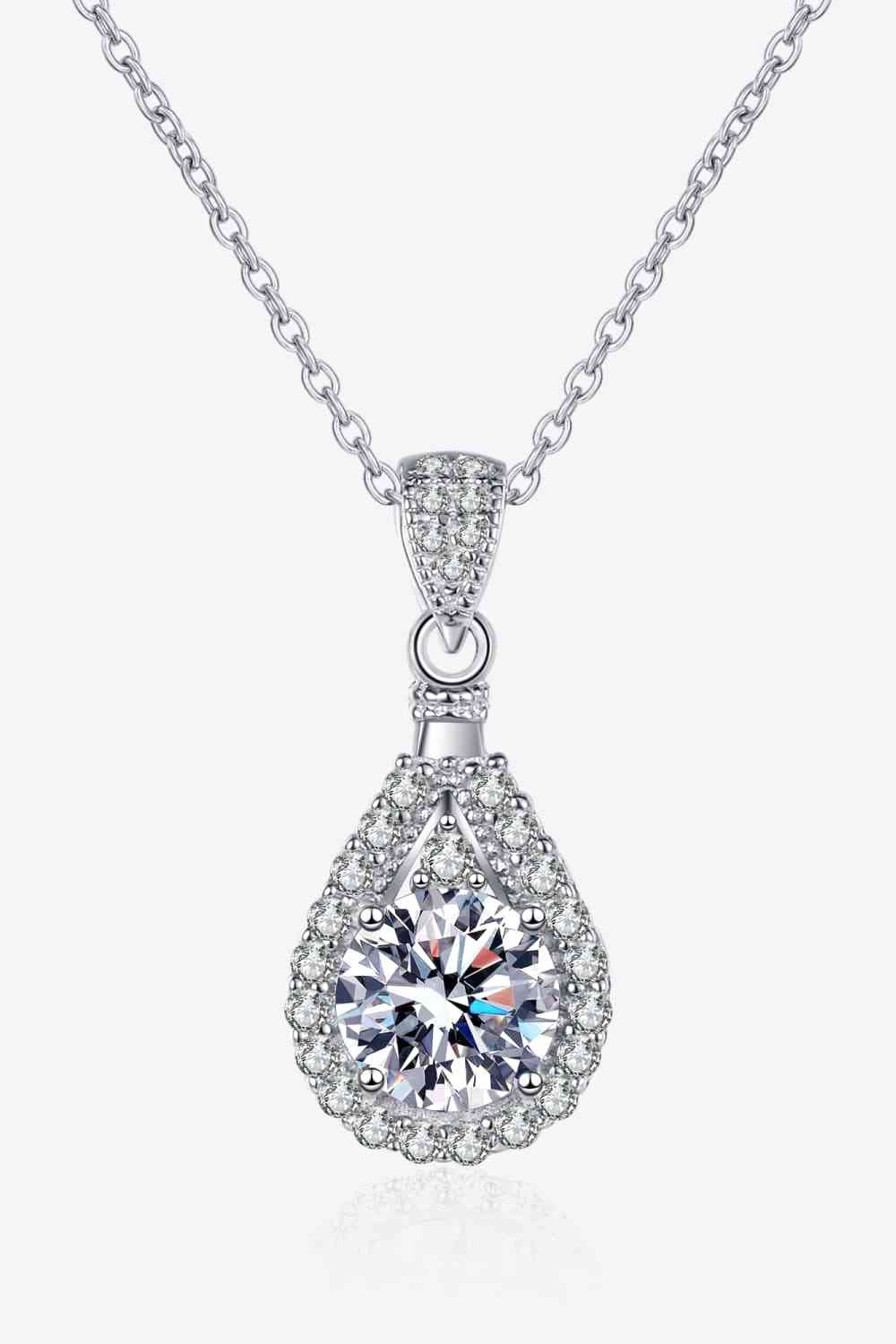 2 Carat Moissanite Teardrop Pendant 925 Sterling Silver Necklace Moissanite - Tophatter Daily Deals