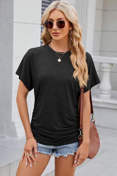 Round Neck Flutter Sleeve T-Shirt Women's T-Shirts - Tophatter Daily Deals