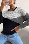 Leopard Color Block Pullover Women's T-Shirts - Tophatter Daily Deals