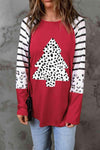 Christmas Tree Graphic Long Sleeve T-Shirt Deep Red Women's T-Shirts - Tophatter Daily Deals