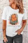 Short Sleeve Round Neck Pumpkin Graphic Tee White Women's T-Shirts - Tophatter Daily Deals