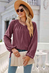 V-Neck Raglan Sleeve Ruched Detail Top Women's T-Shirts - Tophatter Daily Deals