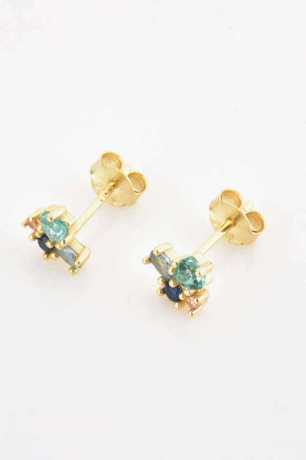 Multicolored Zircon 925 Sterling Silver Stud Earrings Earrings - Tophatter Daily Deals
