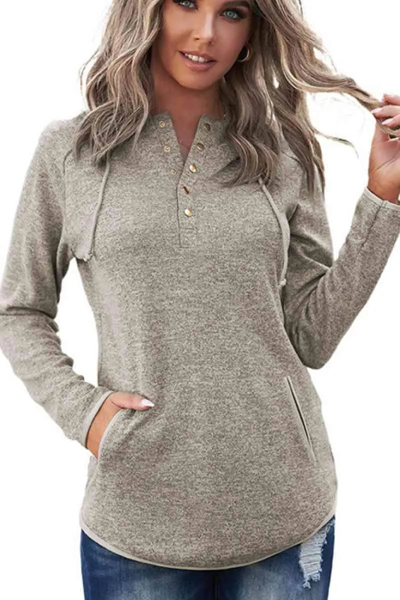 Hooded Long Sleeve Top Blouses - Tophatter Daily Deals
