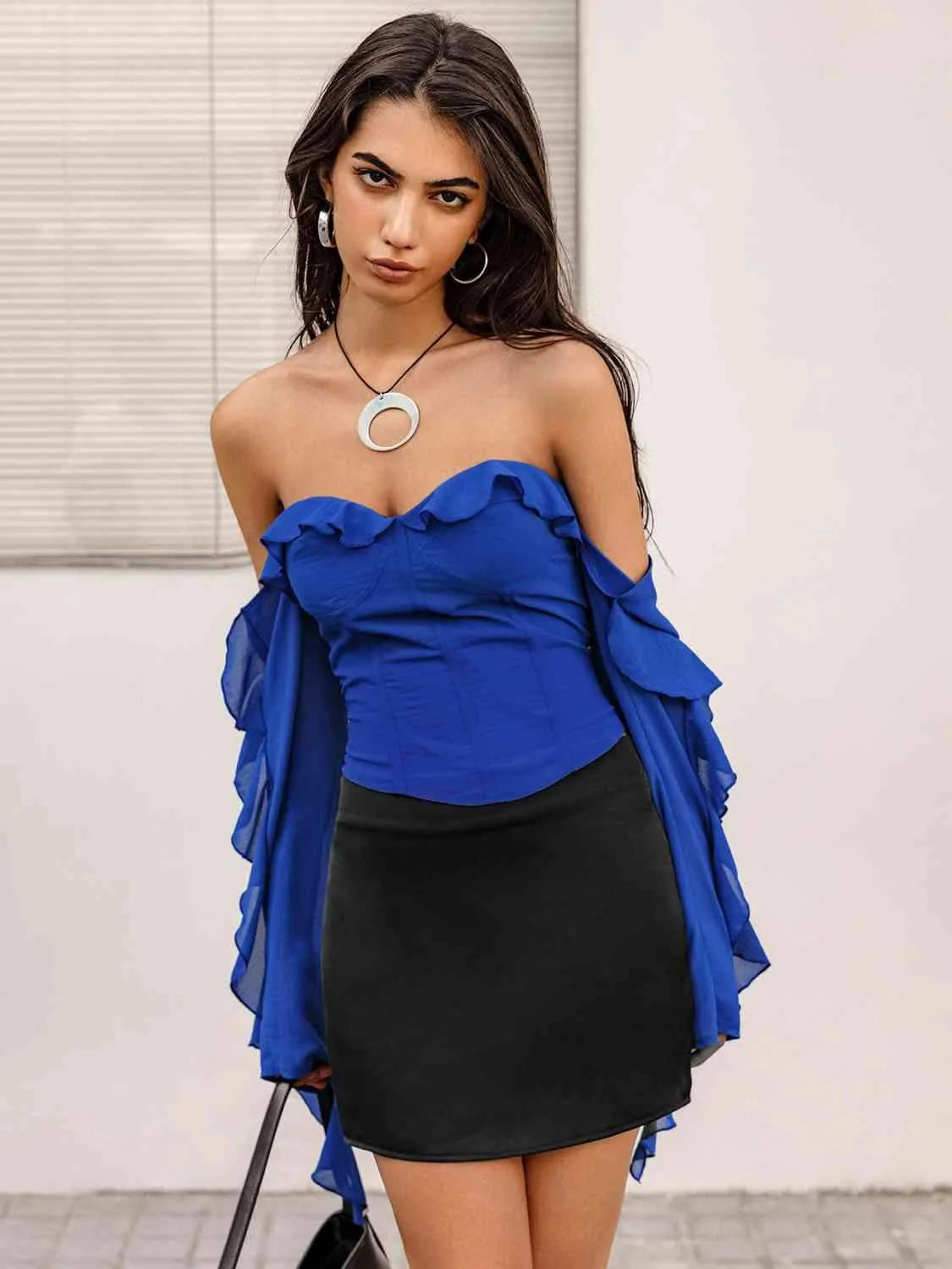 Ruffled Off-Shoulder Top Blouses - Tophatter Daily Deals