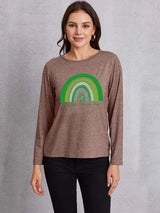 HAPPY ST. PATRICK'S DAY Round Neck T-Shirt Mocha Women's T-Shirts - Tophatter Daily Deals