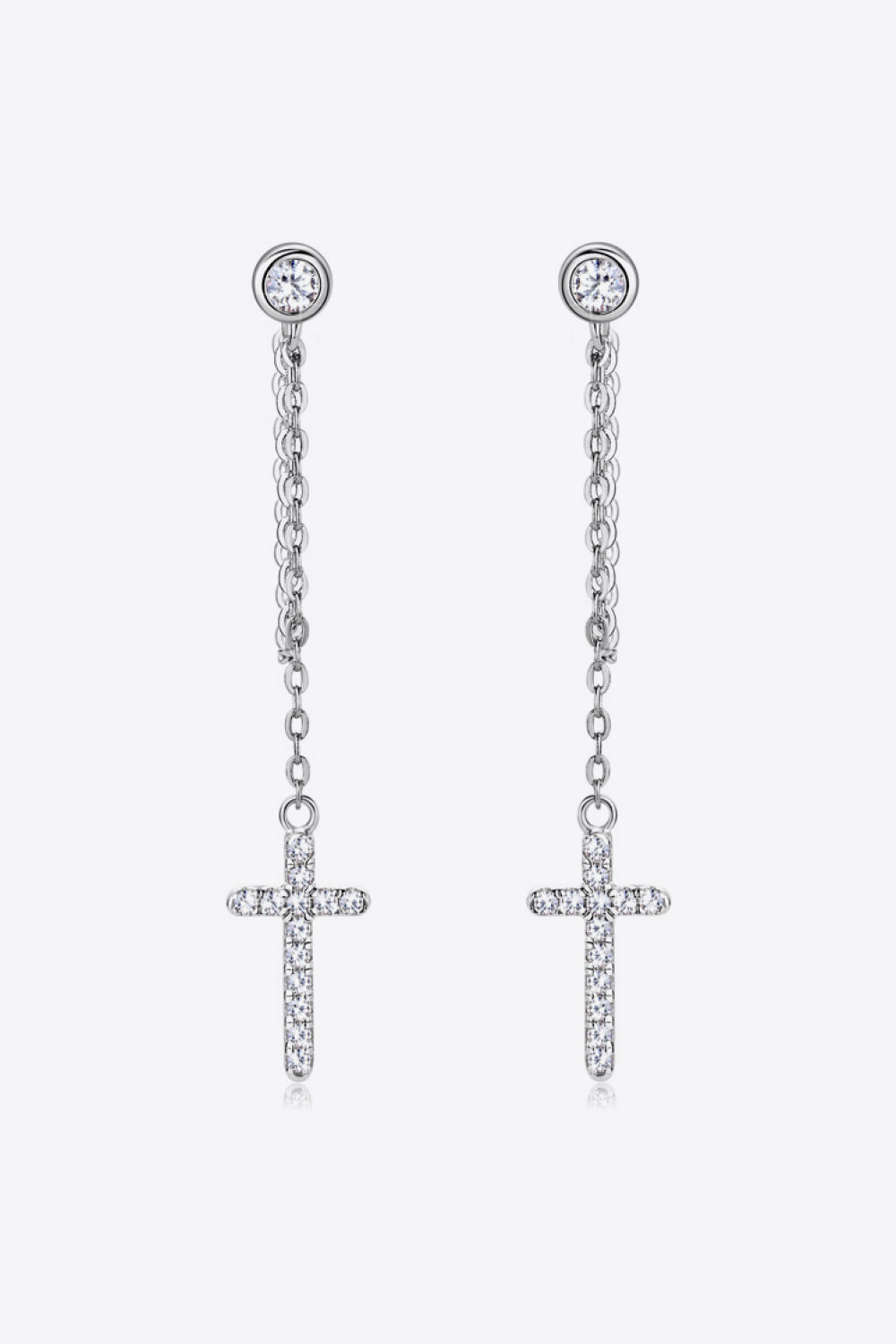 Moissanite 925 Sterling Silver Cross Earrings Silver One Size Moissanite - Tophatter Daily Deals