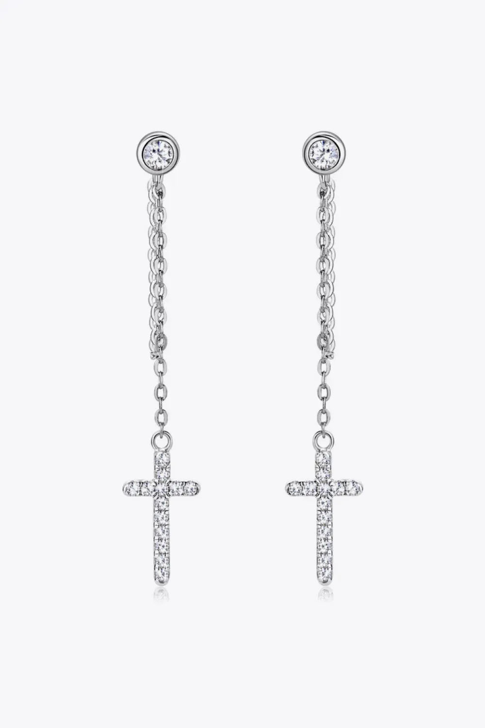 Moissanite 925 Sterling Silver Cross Earrings Silver One Size Moissanite - Tophatter Daily Deals