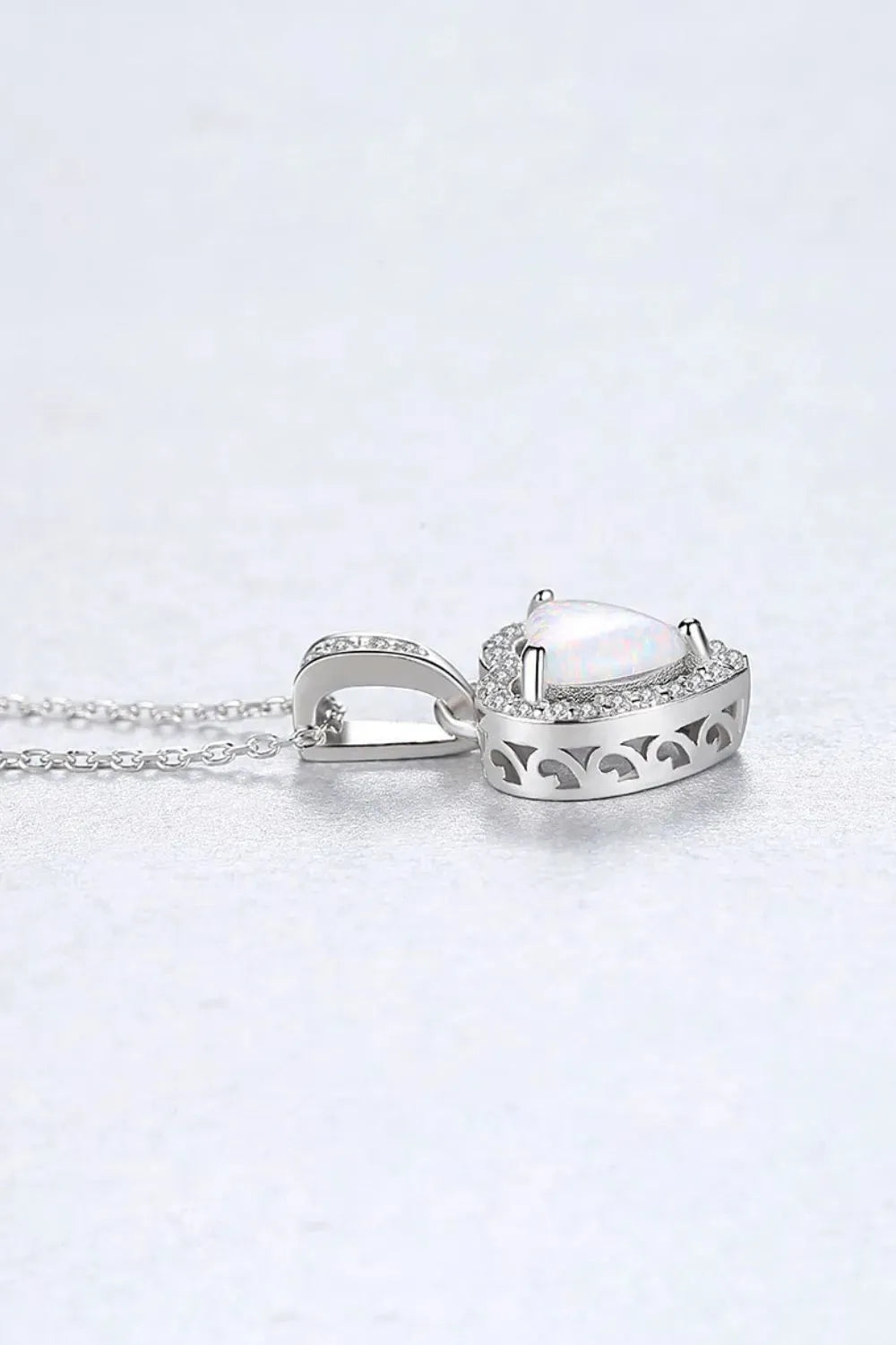 Opal Heart Pendant 925 Sterling Silver Necklace Opal - Tophatter Daily Deals
