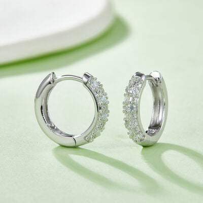 Moissanite 925 Sterling Silver Huggie Earrings Silver One Size Moissanite - Tophatter Daily Deals