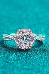 1 Carat Moissanite Flower-Shaped Crisscross Ring Moissanite - Tophatter Daily Deals