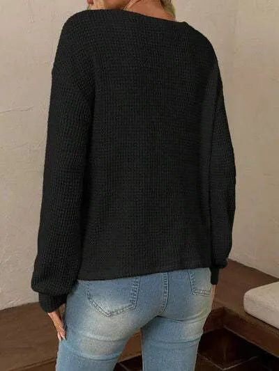 Twisted Waffle-Knit Dropped Shoulder T-Shirt Women's T-Shirts - Tophatter Daily Deals