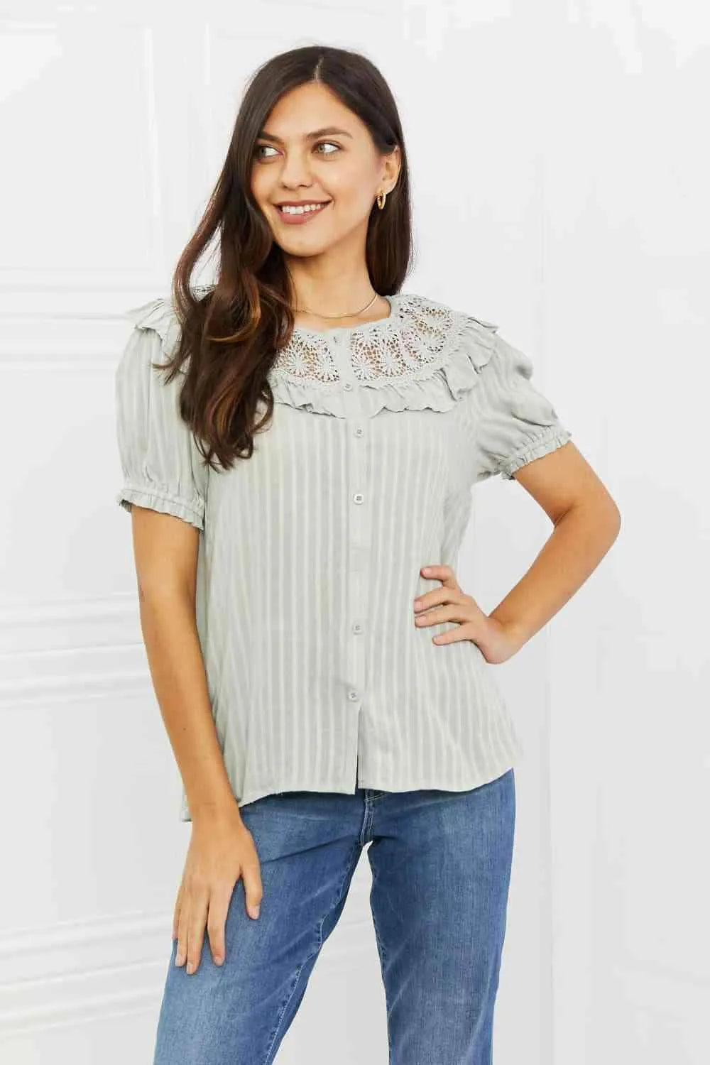 HEYSON Sweet Talk Full Size Short Sleeve Top Blouses - Tophatter Daily Deals