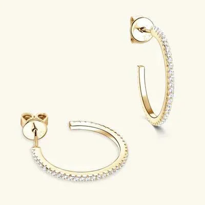 Inlaid Moissanite 925 Sterling Silver C-Hoop Earrings Moissanite - Tophatter Daily Deals