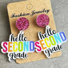 HELLO SECOND GRADE Acrylic Dangle Earrings Style B One Size Earrings - Tophatter Daily Deals