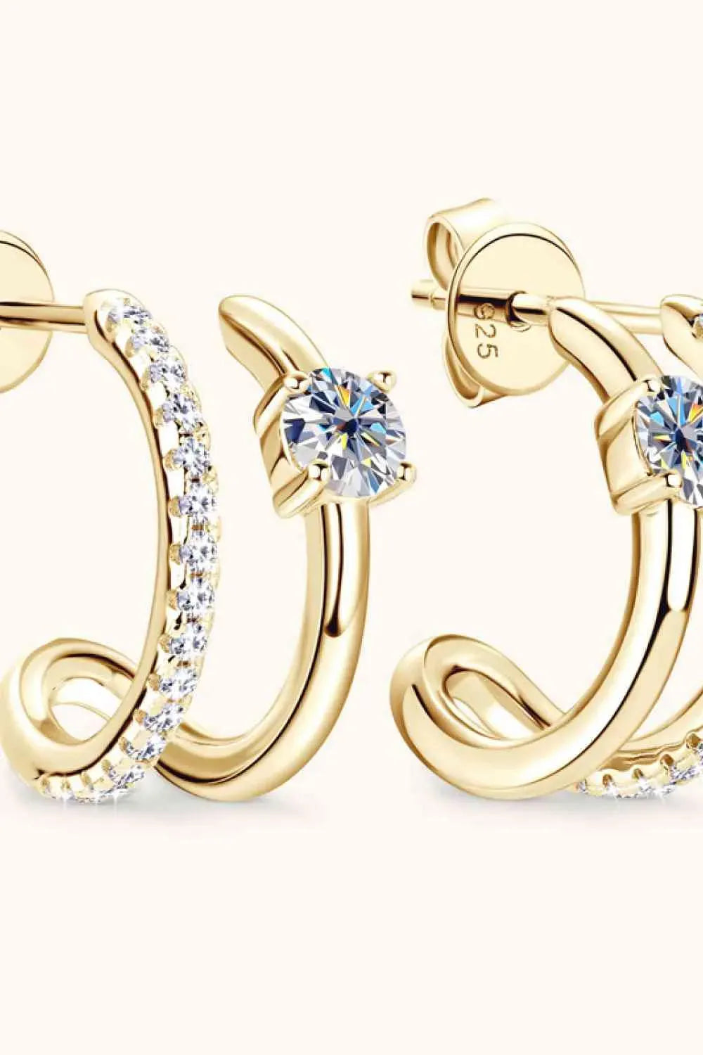 Moissanite 925 Sterling Silver C-Hoop Earrings Moissanite - Tophatter Daily Deals