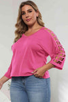 3/4 Sleeve Cutout Detail Top Women's T-Shirts - Tophatter Daily Deals