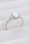 925 Sterling Silver Platinum-Plated Opal Ring Opal - Tophatter Daily Deals