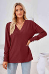 V-Neck Long Sleeve Blouse Blouses - Tophatter Daily Deals