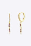 Zircon 925 Sterling Silver Drop Huggie Earrings Gold Brown One Size Earrings - Tophatter Daily Deals