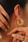 18K Gold-Plated Copper Ribbed Hoop Earrings Earrings - Tophatter Daily Deals