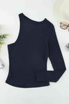 Cutout One-Shoulder Ribbed Top Blouses - Tophatter Daily Deals