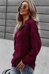 Half-Zip Collared Drop Shoulder Sweatshirt Blouses - Tophatter Daily Deals