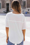 Waffle-Knit V-Neck Dropped Shoulder Blouse Blouses - Tophatter Daily Deals