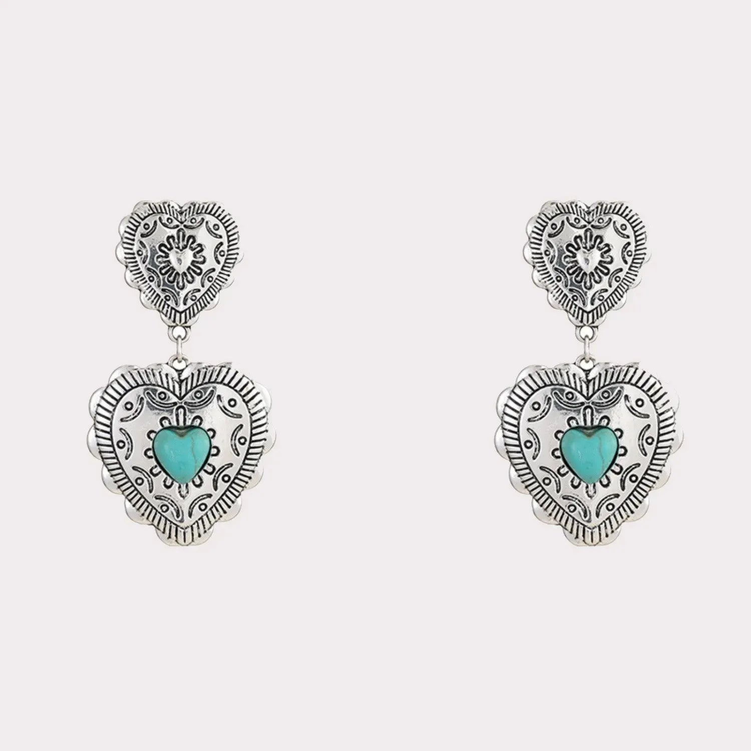Artificial Turquoise Heart Dangle Earrings Style B One Size Earrings - Tophatter Daily Deals