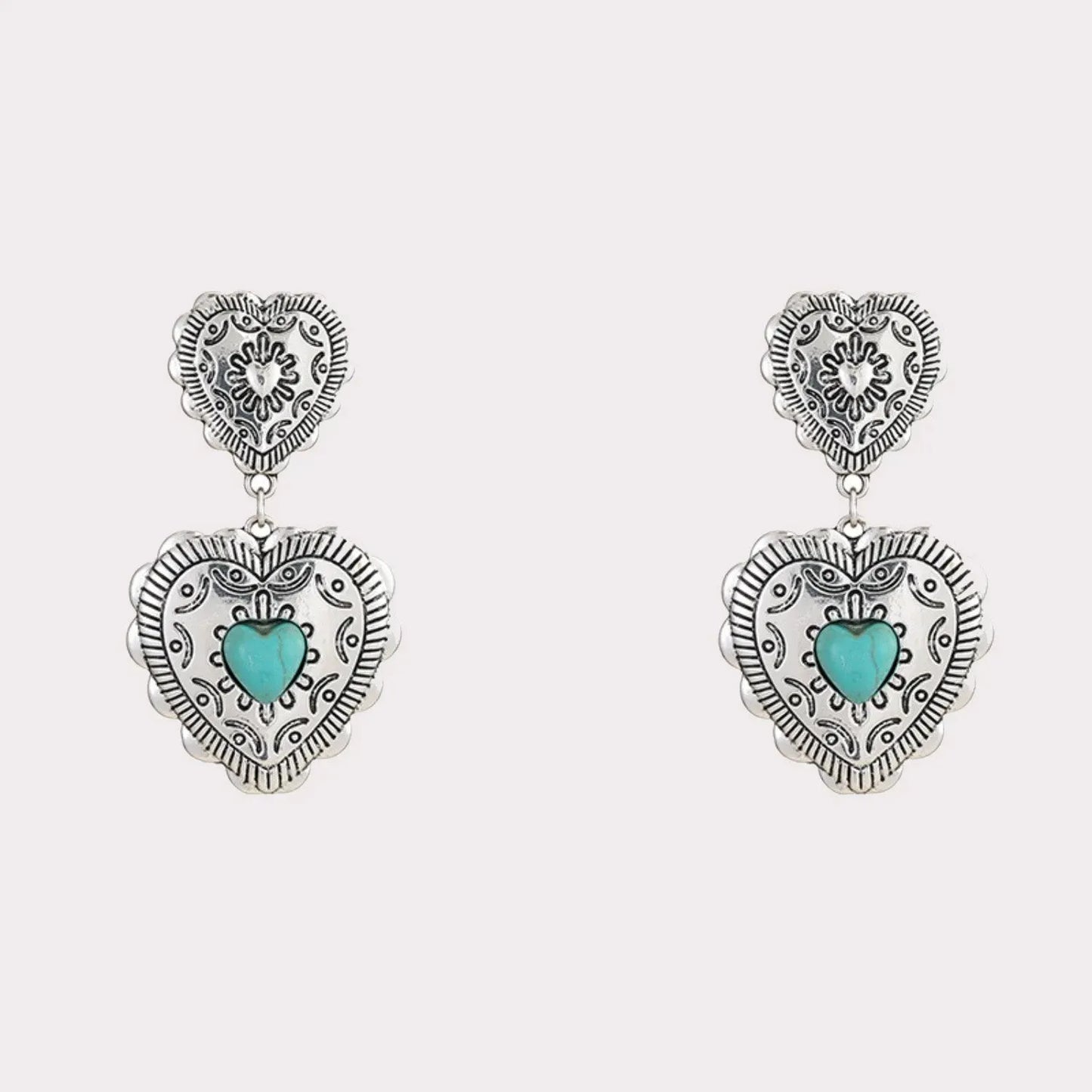 Artificial Turquoise Heart Dangle Earrings Style B One Size Earrings - Tophatter Daily Deals